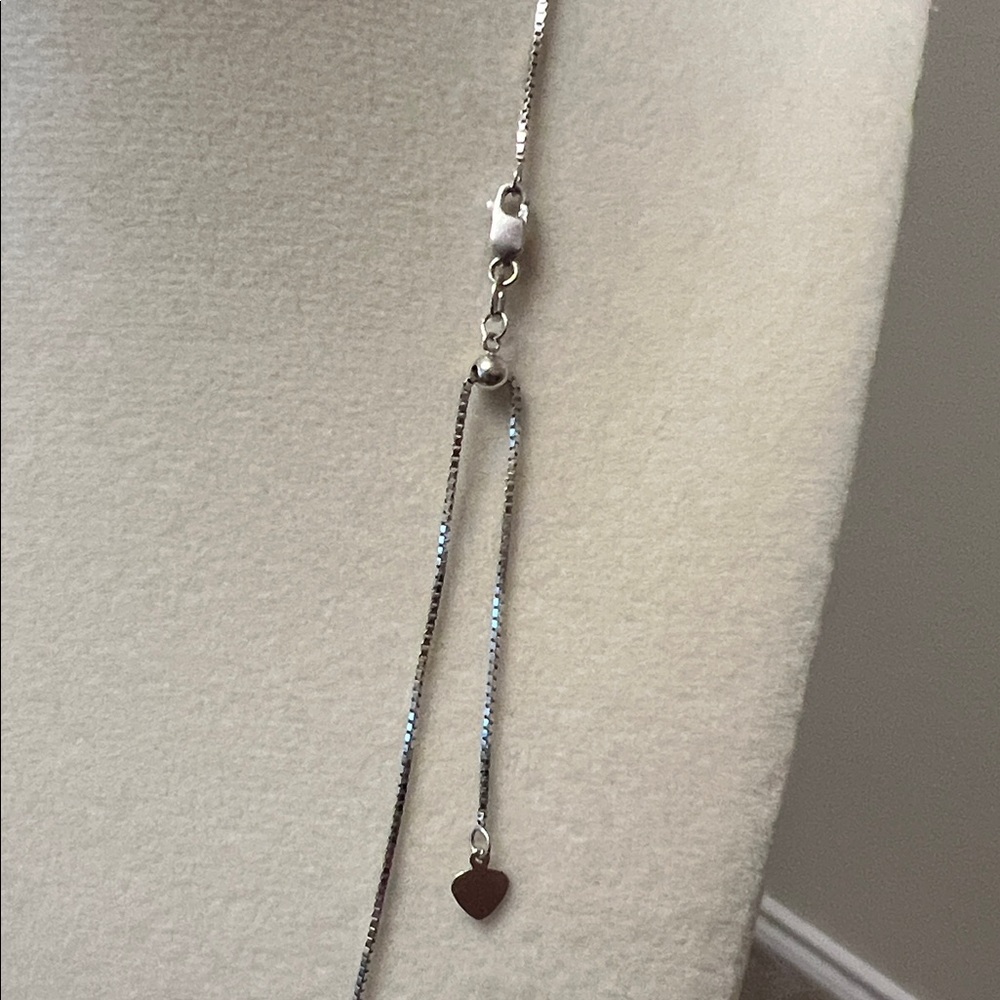 Adjustable Solid 14kt White Gold Chain - image 2